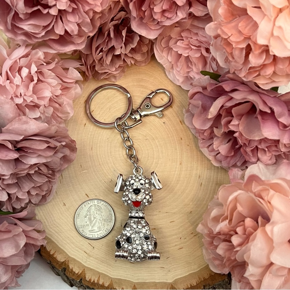 Cute Crystal Dalmatian Puppy Dog Keychain Charm - Picture 14 of 14